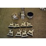 Silver plated three piece condiment set,