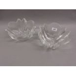 Pair of Orrefors clear glass fruit bowls of foliate design,