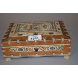 19th Century small Indian ivory mounted casket with a fitted interior