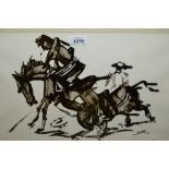 20th Century watercolour, figures on horseback, signed Pasqual and another, 20th Century oil,