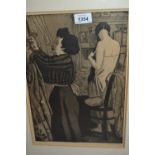 Laura Knight, signed etching ' The Dresser, Drury Lane ', 13.75ins x 9.