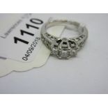 14ct White gold three stone diamond ring set with three radiant cut diamonds,