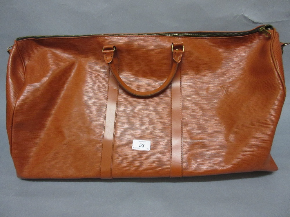 Louis Vuitton brown leather holdall CONDITION REPORT Approximately 23ins wide x