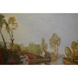 David Lloyd, oil on canvas, canal scene, dated '81, gilt framed, together with another oil on board,