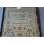 18th Century needlework sampler, signed Mary Ellis Emsworth, 1773,