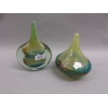 Two mid 20th Century Mdina narrow neck glass vases