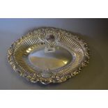 Victorian silver oval floral embossed and fluted bowl, London,