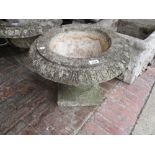 Set of four cast concrete garden urns CONDITION REPORT 11ins x 11ins each,