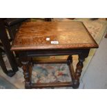 20th Century oak joint stool with a plank top above a moulded frieze,