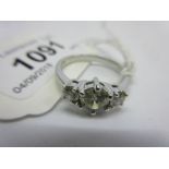 18ct White gold three stone diamond ring, approximately 1.