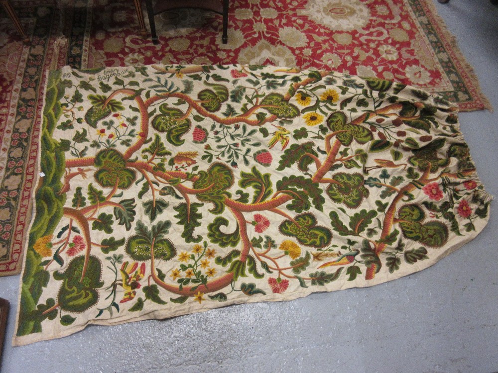 Three various early 20th Century crewel work embroidered curtains / wall hangings - Image 15 of 26