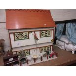 20th Century wooden doll's public house with furniture,