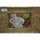 Robert Dumont-Smith, oil on board, study of flowers, signed, 4.5ins x 6.