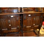 Pair of reproduction oak bedside cabinets,