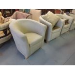 Set of four modern suede effect tub shaped chairs