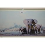 David Shepherd, signed coloured print, evening in Africa, 15ins x 30ins,