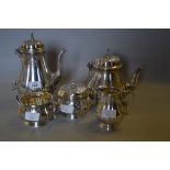 Good quality mid 20th Century silver five piece tea and coffee service with floral chased