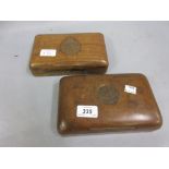 Two World War I regimental hardwood cigarette boxes,