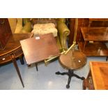 Victorian mahogany brass and cast iron reading table with adjustable reading stand above a circular