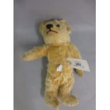 Mid 20th Century gold mohair covered teddy bear (at fault) CONDITION REPORT There