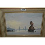 Vavasour Hammond O.B.E. (Wapping Group), oil on board, ' Towing off Wapping ', 8.