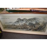 Large 20th Century Chinese watercolour landscape,