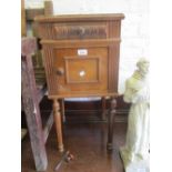 19th Century French walnut marble topped bedside cabinet