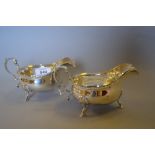 Pair of early 20th Century London silver sauce boats in George III style