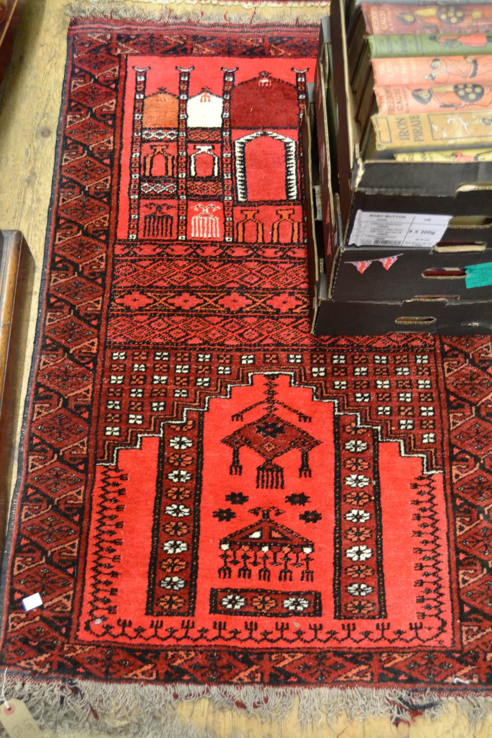 Small Afghan gold ground rug and a modern Afghan twin panel design rug - Image 2 of 2