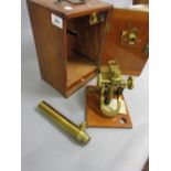 Late 19th / early 20th Century gilt brass binocular microscope by John Browning, 63, Strand, London,