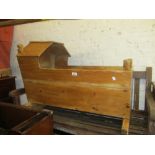 19th Century stripped pine cradle with canopy top