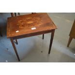 Low 19th / 20th Century mahogany rectangular table having inlaid top on square tapering supports