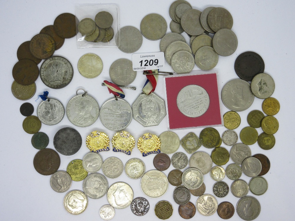 Quantity of various coins and watches including a military watch