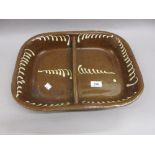 Antique brown Slipware two division shallow bowl