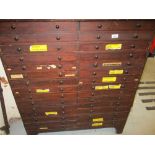 Late 19th / early 20th Century stained softwood thirty drawer collector's cabinet with bracket feet,