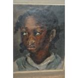 Desmond Harmsworth, oil on canvas, head and shoulder portrait of Janie, inscribed verso,