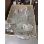 Box containing a quantity of various glassware including Watford tumblers,