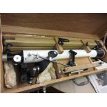 Modern Japanese astronomical telescope in a fitted wooden case