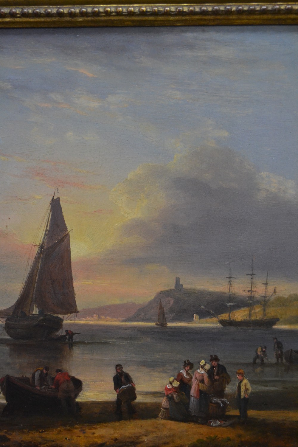 Thomas Luny, pair of oil paintings on panel ' Torbay Sunset ' and ' Southampton Water ',