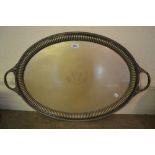 Oval silver plated two handled tray together with a small quantity of plated flatware,