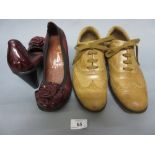 Pair of ladies tan leather Hogan lace up shoes, size 37,