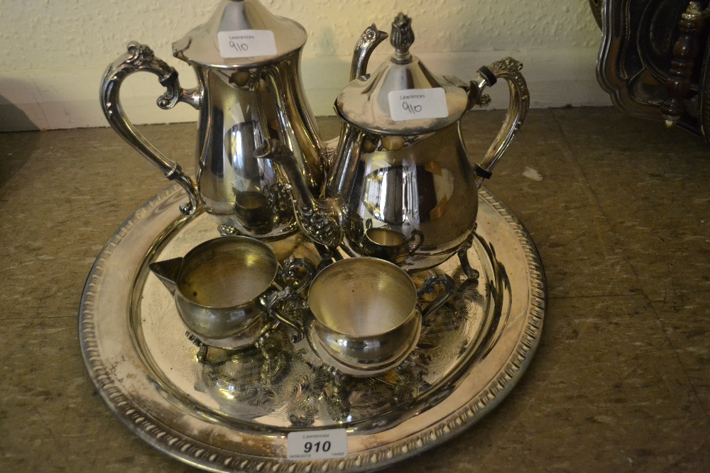 Silver plated teaset on tray