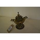 Small gilt bronze pedestal inkwell set paste stones