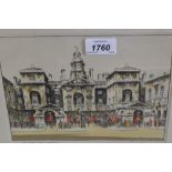 Graham Clilverd, set of four signed prints, London scenes together with an oil on canvas,