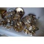 Silver plated spirit kettle and a large quantity of other miscellaneous silver plate