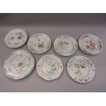 Group of seven various Chinese porcelain plates painted with birds and flowers CONDITION