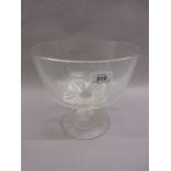 Modern Lalique clear and frosted glass pedestal bowl, 8.