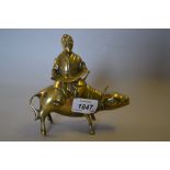 19th Century Chinese bronze incense burner in the form of a figure riding a buffalo