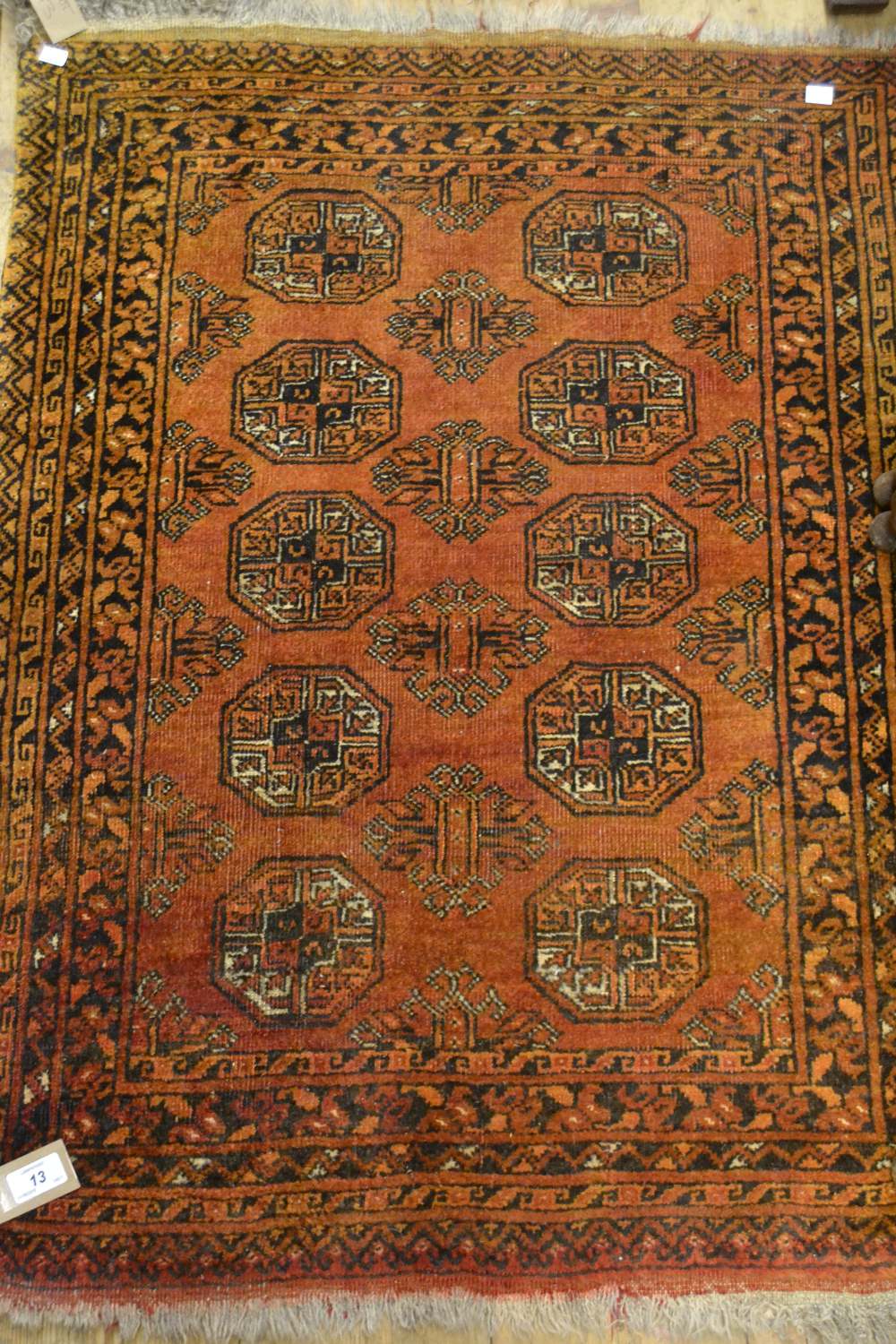 Small Afghan gold ground rug and a modern Afghan twin panel design rug