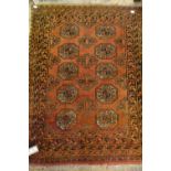 Small Afghan gold ground rug and a modern Afghan twin panel design rug